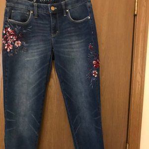 WHBM Embroidered Ankle Length Girlfriend Jeans